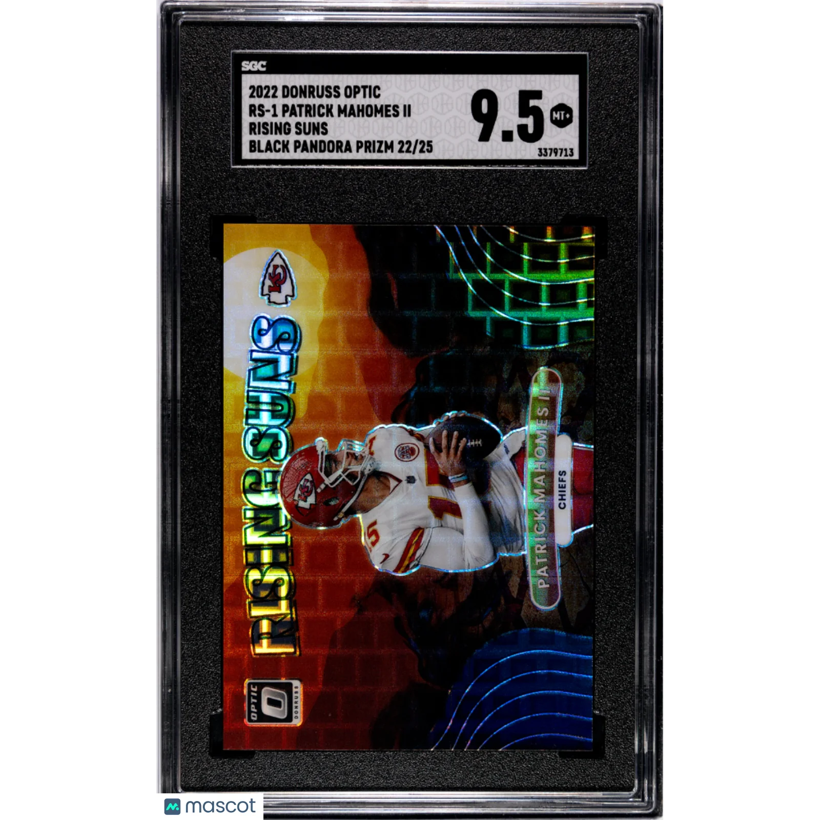 2022 Donruss Optic Patrick Mahomes II Rising Suns Black Pandora #'d /25 SGC 9.5