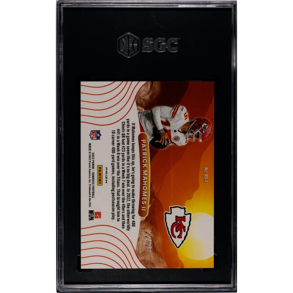 2022 Donruss Optic Patrick Mahomes II Rising Suns Black Pandora #'d /25 SGC 9.5 - Image 2